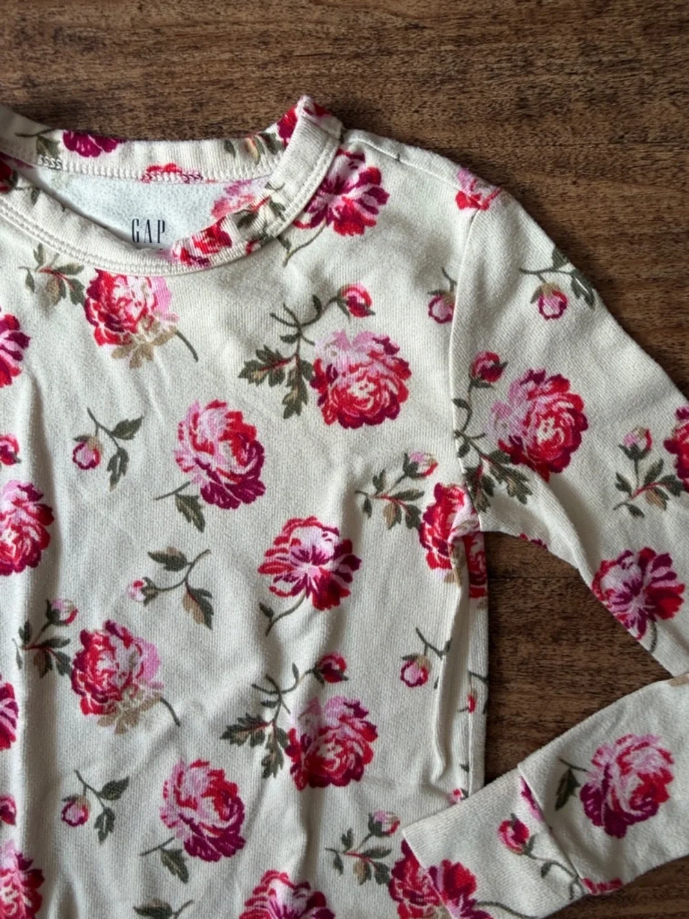 GAP Kids Cream Top with Pink Floral Print